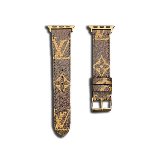 Leather Monogram Apple Watch Band Brown-ZPG240422