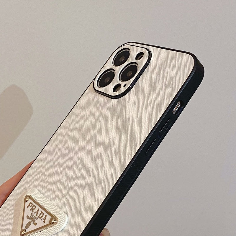 Prada iPhone Case Leather White-QB240513