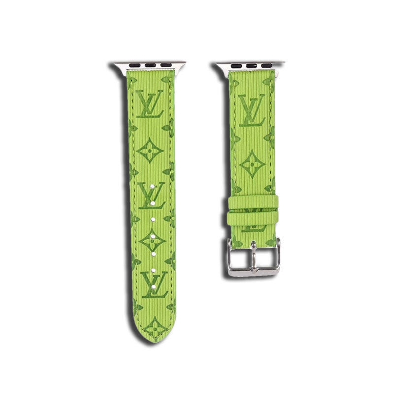 Luxury Monogram Apple Watch Band Leather Green-SW24422