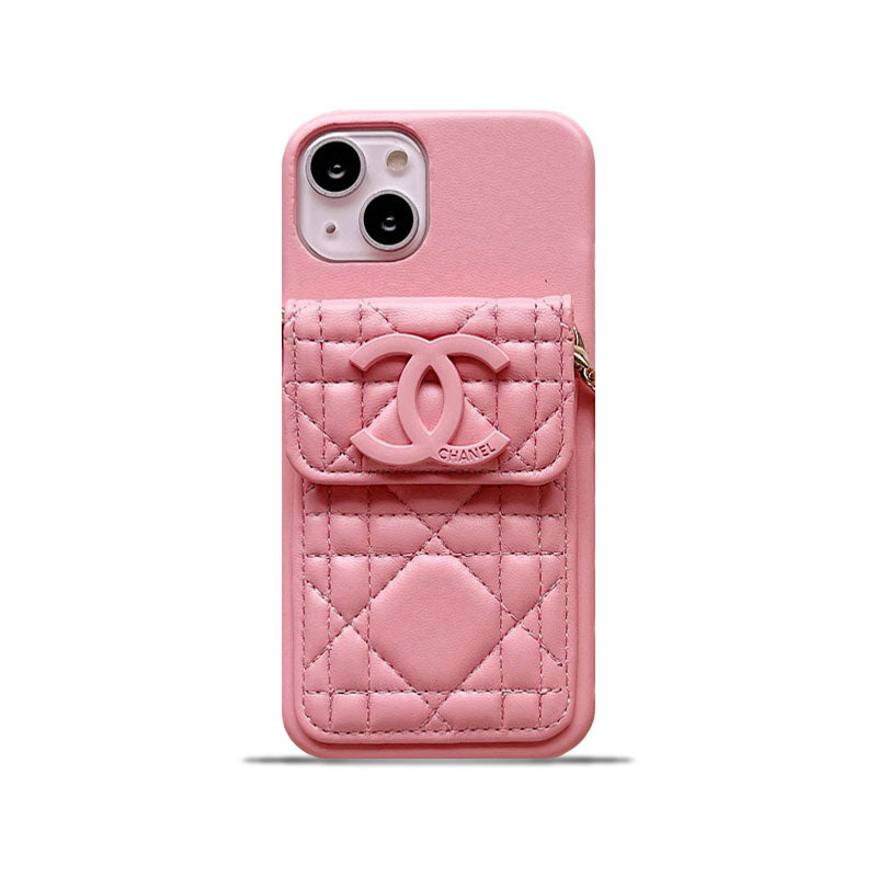 CC iPhone Case With Wallet And Strap Pink -GS241602