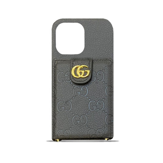 GG iPhone Case With Wallet And Strap Black -SXK240513