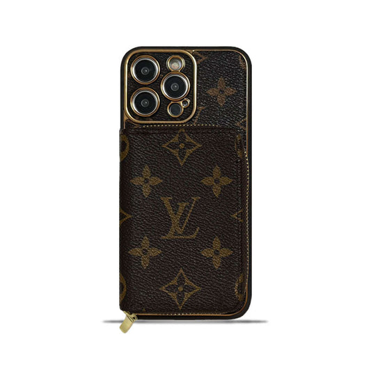 Monogram iPhone Case With Wallet Brown Big Printing-LQB240329