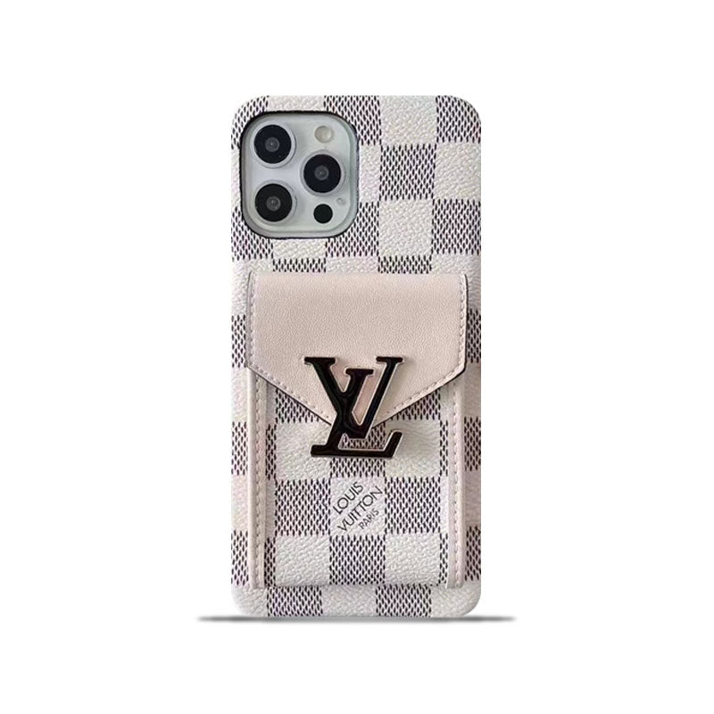 Monogram iPhone Case With Card Holder White Grid -XK241701