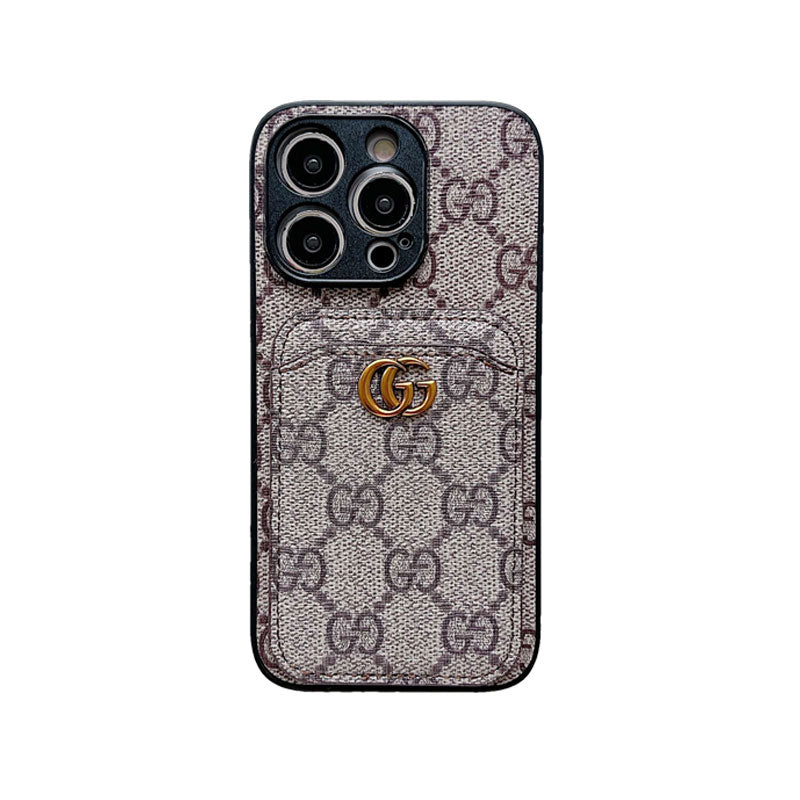 Classic GG iPhone Case With Card Holder Gray -KBK240425