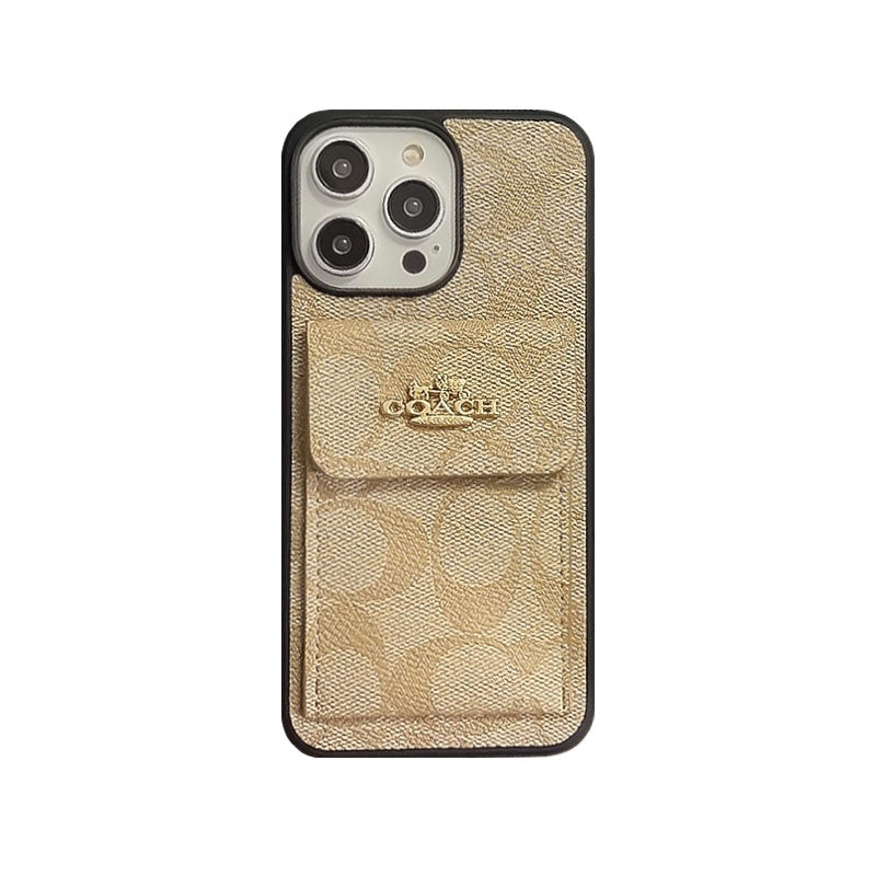 Coach iPhone Case With Card Holder Wallet Coffee  -SZK240425