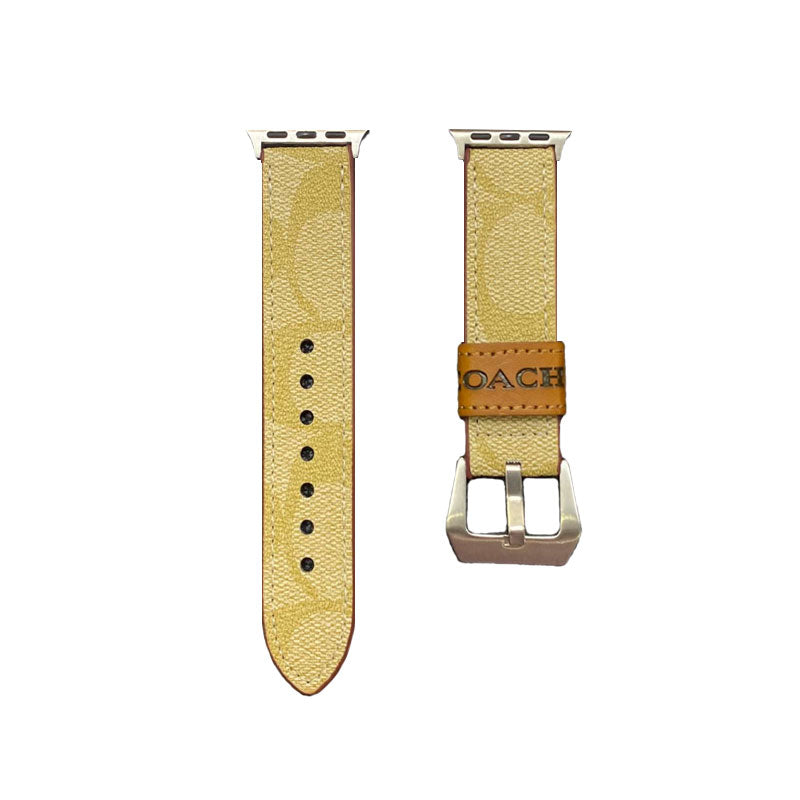 Leather Coach Apple Watch Band Coffee-YHK244221710