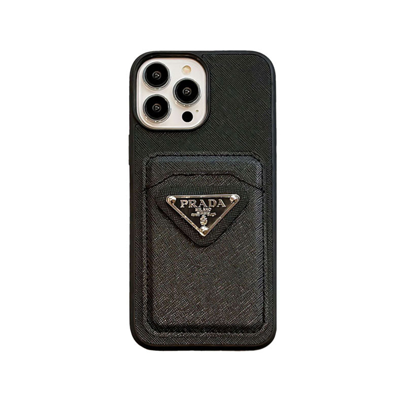 Classic Prada iPhone Case With Card Holder Black -JDB240403