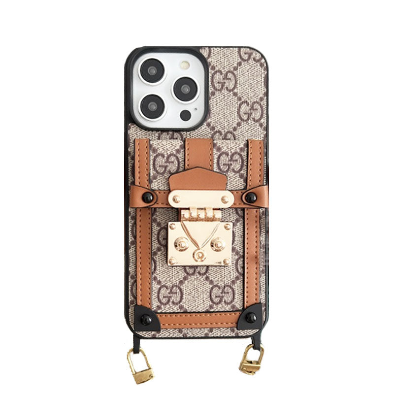 GG iPhone Case With Wallet And Strap Black -TDK240330