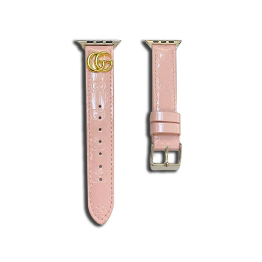 Leather GG Apple Watch Band Pink-LGk240509