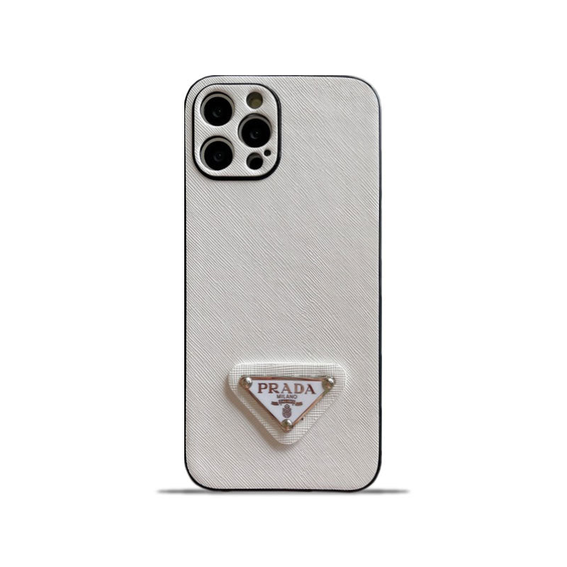 Prada iPhone Case Leather White-QB240513