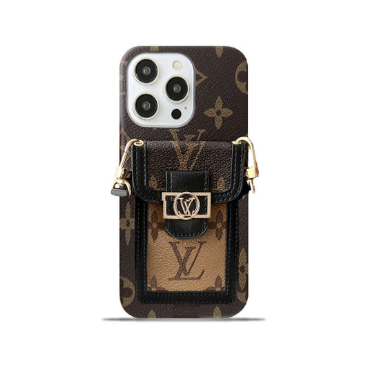 Monogram Dauphine iPhone Case With Card Holder And Strap Black -LQK240329