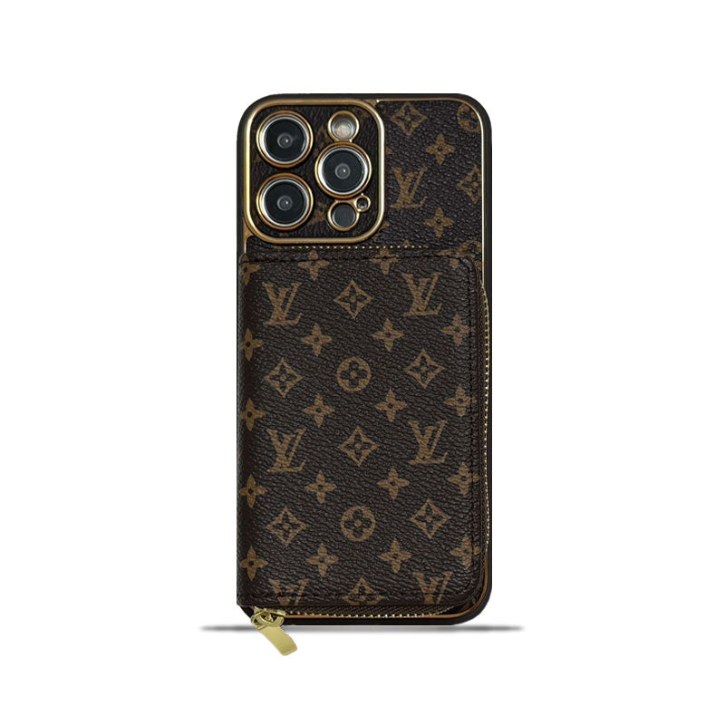 Monogram iPhone Case With Wallet Brown Small Printing-LQB240329