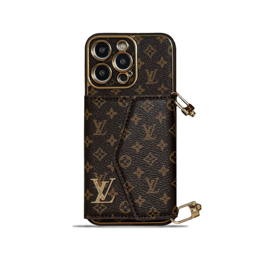 Monogram iPhone Case With Wallet And Strap Brown Small Printing-XFQ240329