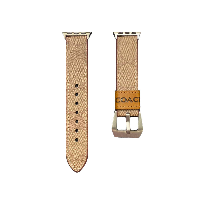 Leather Coach Apple Watch Band Coffee-YHK244221710