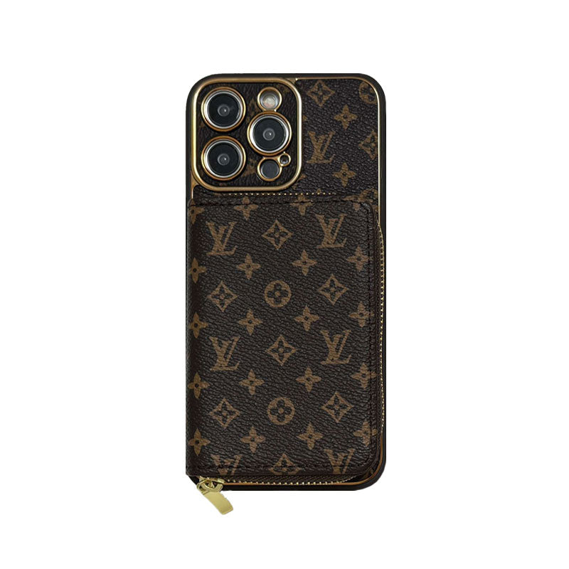 Monogram iPhone Case With Wallet Brown Small Printing-LQB240329