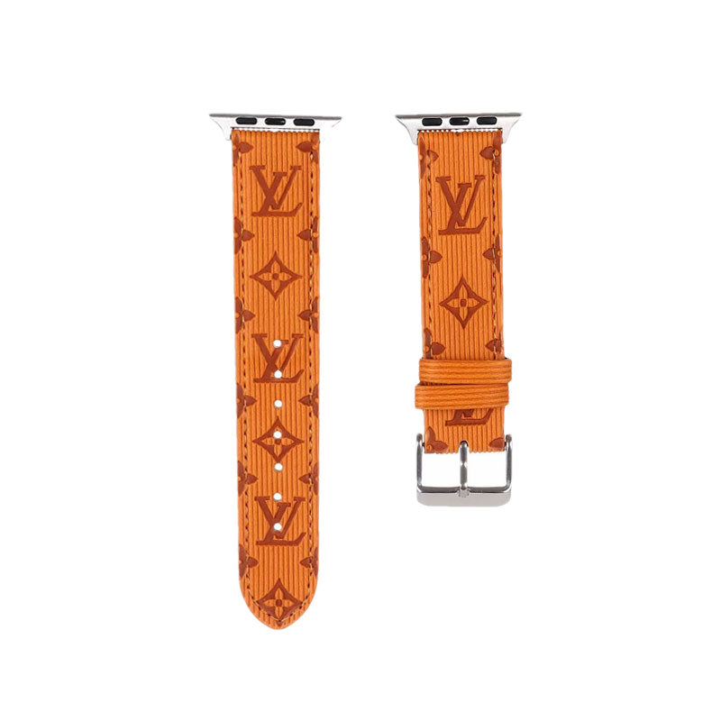 Luxury Monogram Apple Watch Band Leather Orange-SW24422