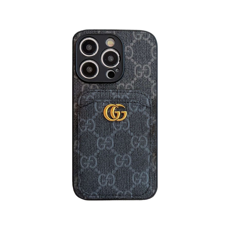 Classic GG iPhone Case With Card Holder Gray -KBK240425