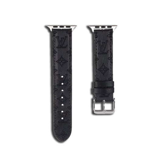 Luxury Monogram Apple Watch Band Leather Black-SW24422