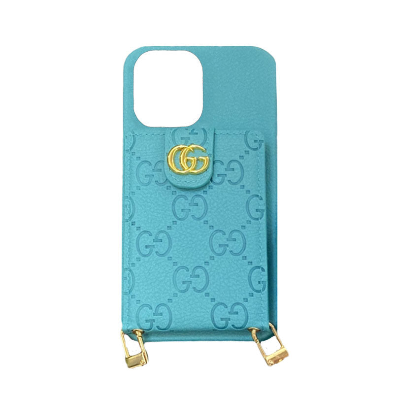 GG iPhone Case With Wallet And Strap Black -SXK240513