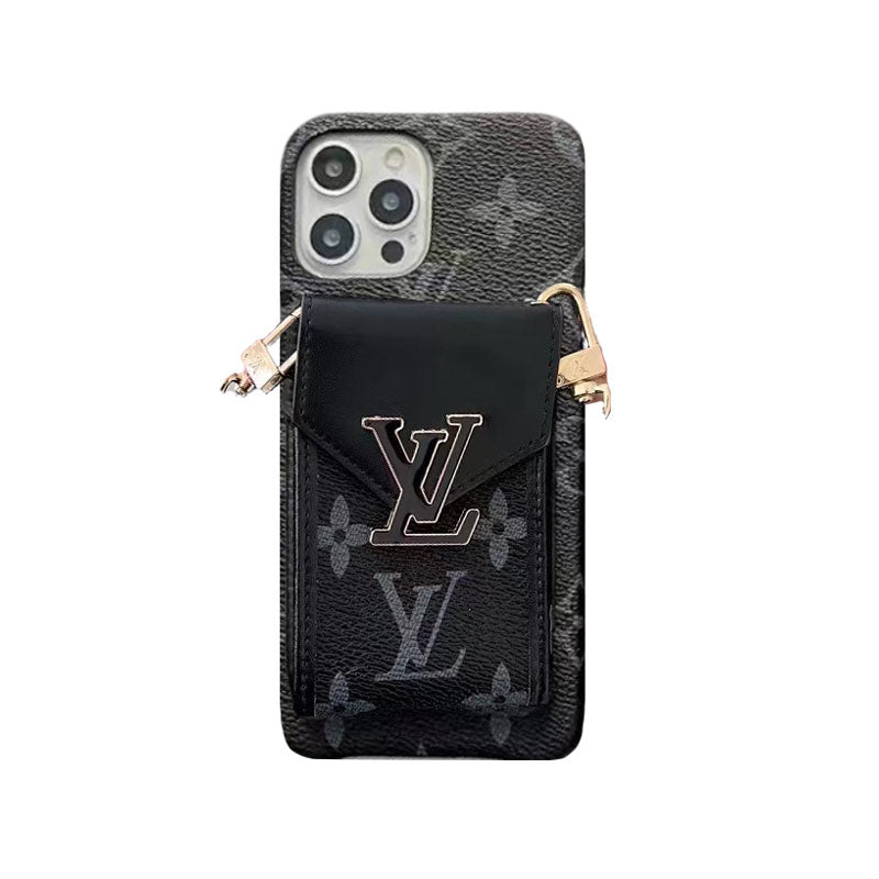 Monogram iPhone Case With Wallet And  Strap White Grid -DGK240329