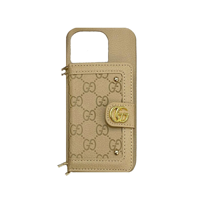 GG iPhone Case With Wallet And Strap Pink -ZY241720