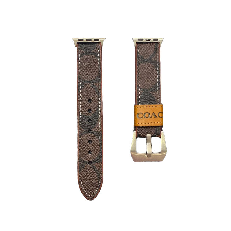 Leather Coach Apple Watch Band Light Brown-YHK244221710