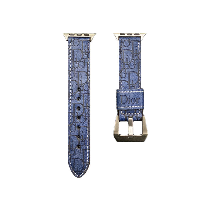 Leather CD Apple Watch Band Blue-YHK240509