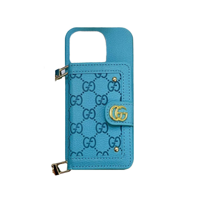 GG iPhone Case With Wallet And Strap Black -ZY241720