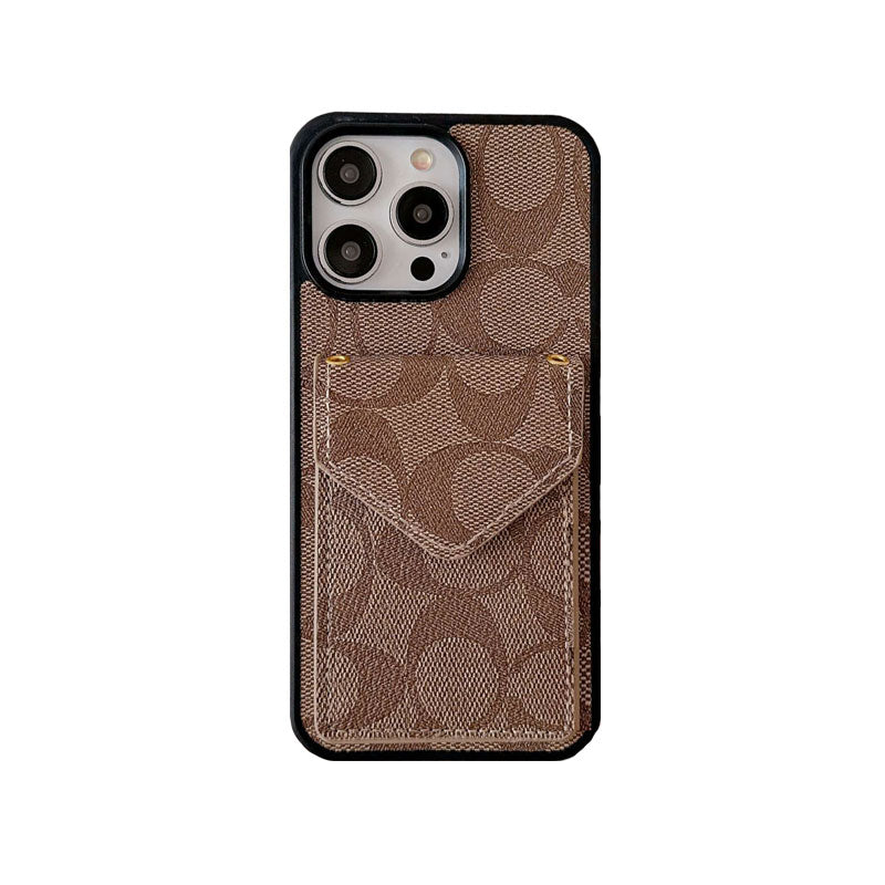 Coach iPhone Case With Card Holder And Strap Dark Brown -SJ240513