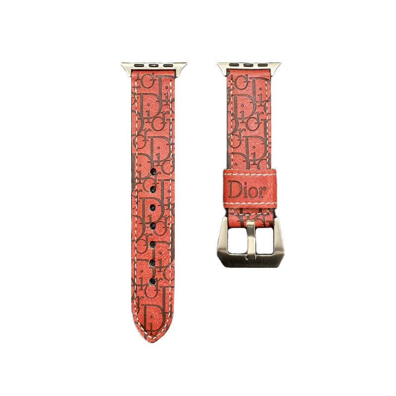 Leather CD Apple Watch Band Red-YHK240509