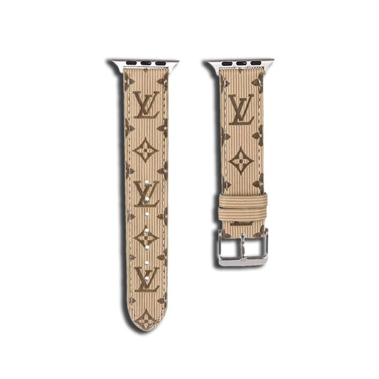 Luxury Monogram Apple Watch Band Leather Coffee-SW24422