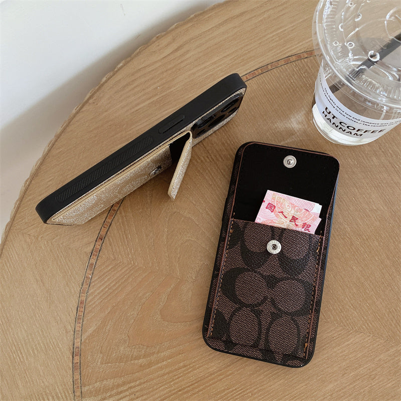 Coach iPhone Case With  Wallet Dark Brown-HP240513