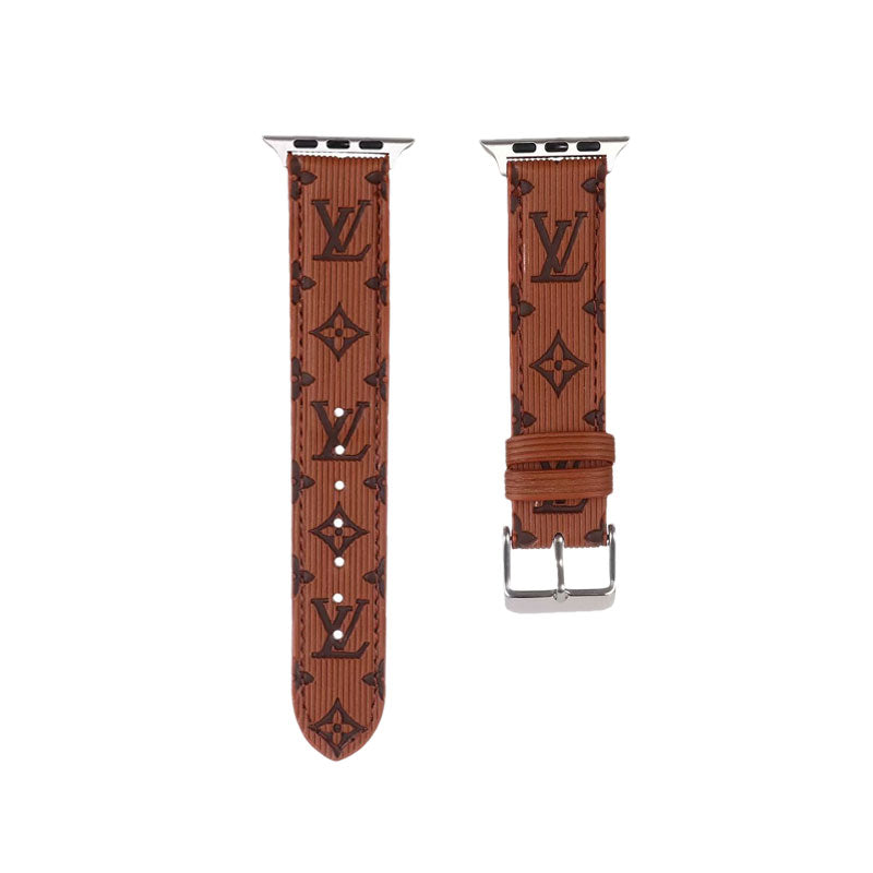 Luxury Monogram Apple Watch Band Leather Orange-SW24422