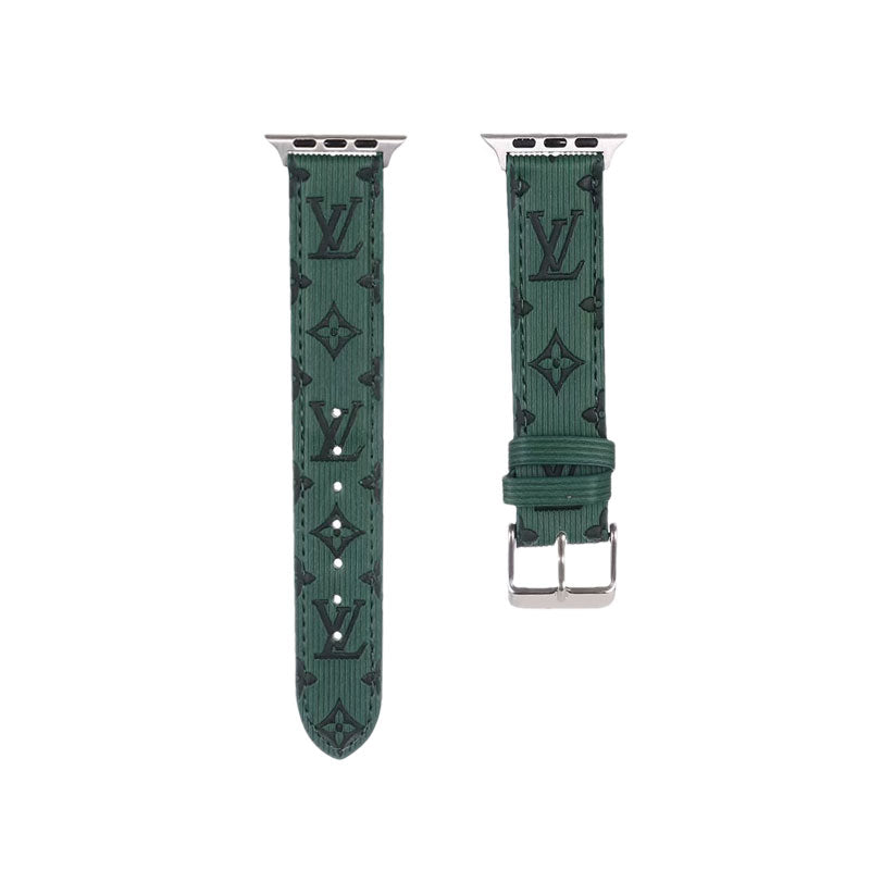 Luxury Monogram Apple Watch Band Leather Green-SW24422