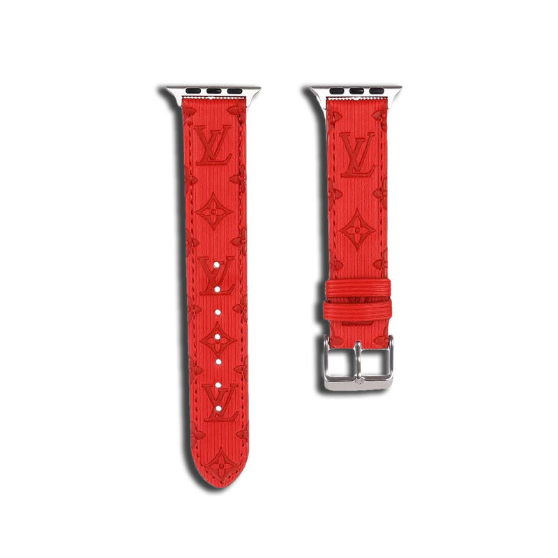 Luxury Monogram Apple Watch Band Leather Red-SW24422