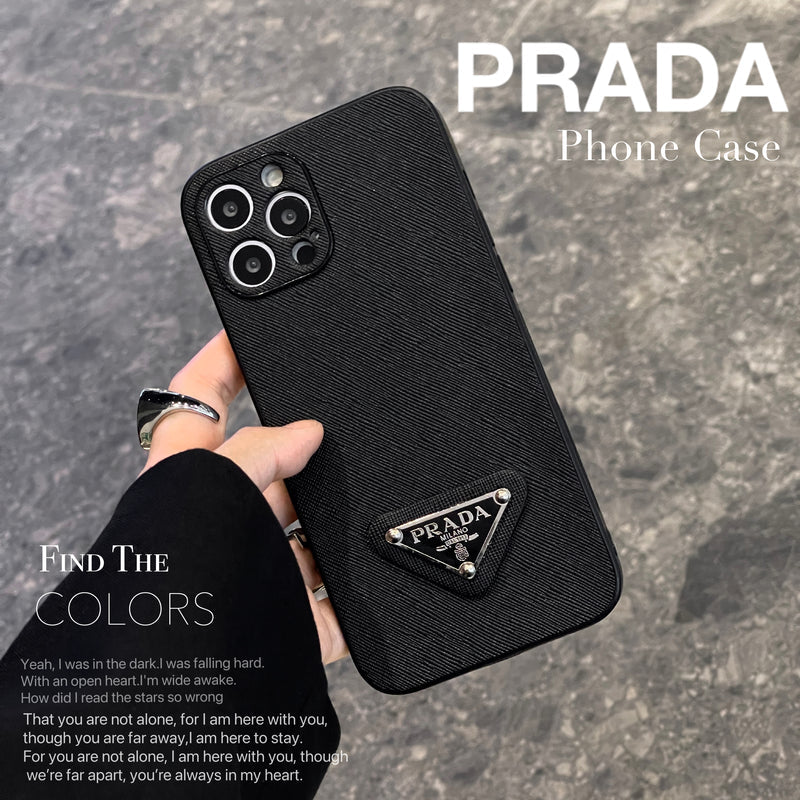 Prada iPhone Case Leather Black-QB240513