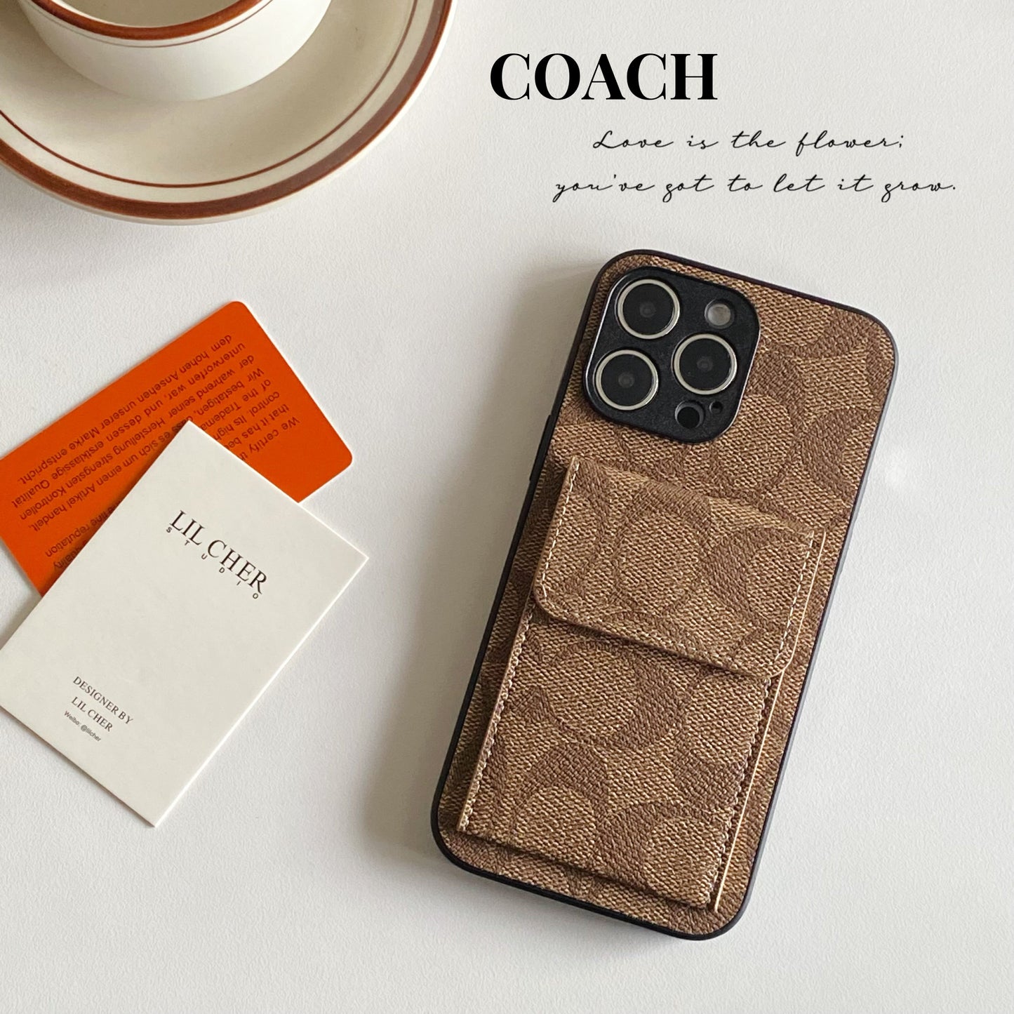 Coach iPhone Case With  Wallet Light Brown-HP240513