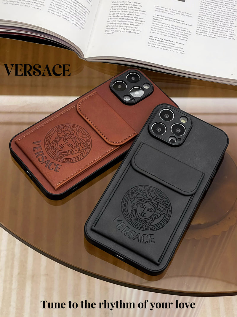 Versace iPhone Case With Card Holder Brown-ZPK241502