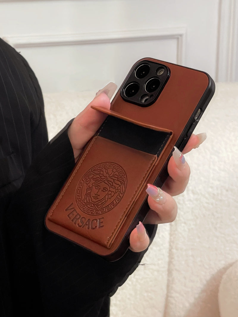 Versace iPhone Case With Card Holder Brown-ZPK241502