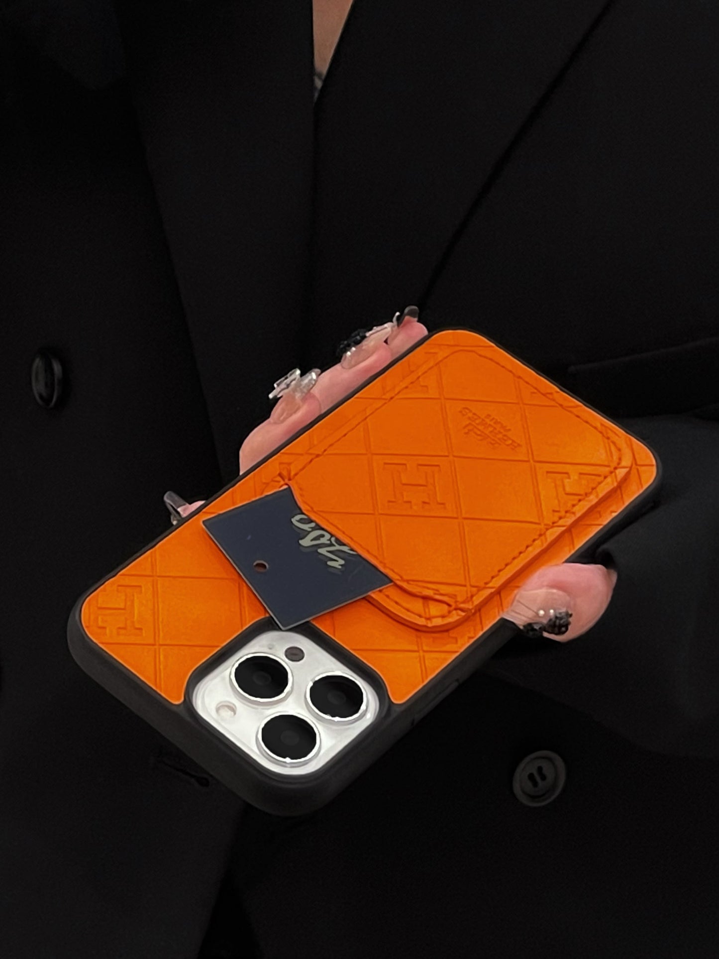 Hermes iPhone Case With Card Holder Orange-KBK241432