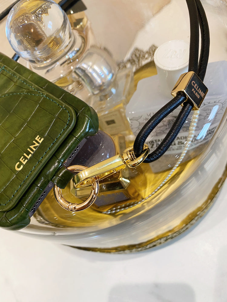 Alligator Print Celine iPhone Case With Card Holder And Strap Green -EYP241415