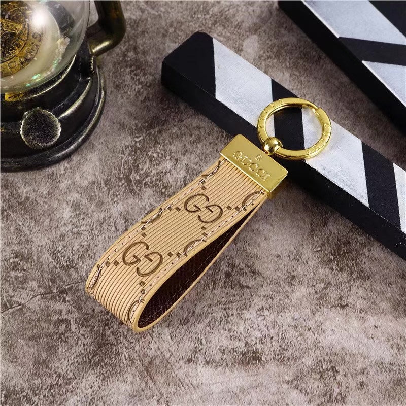 Leather Monogram Keychain