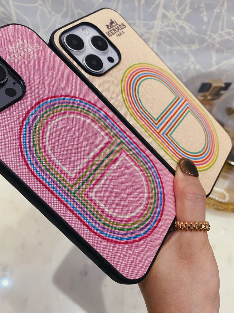 Hermes Rainbow iPhone Case Pink-CHK2414321437