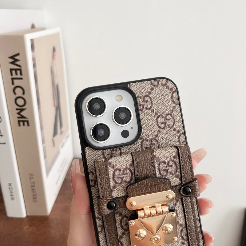 GG iPhone Case With Wallet And Strap Black -TDK240330