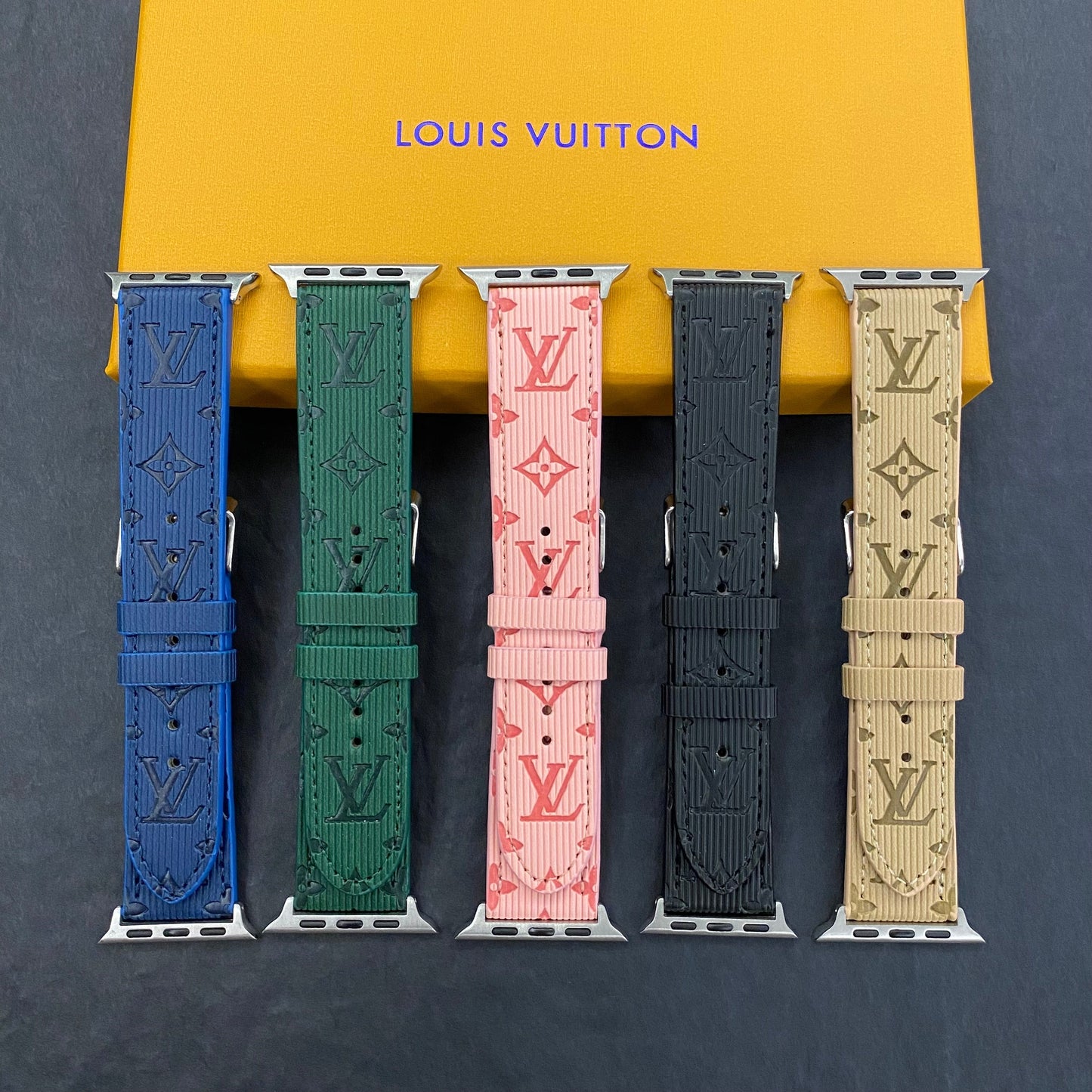 Luxury Monogram Apple Watch Band Leather Atrovirens-SW24422