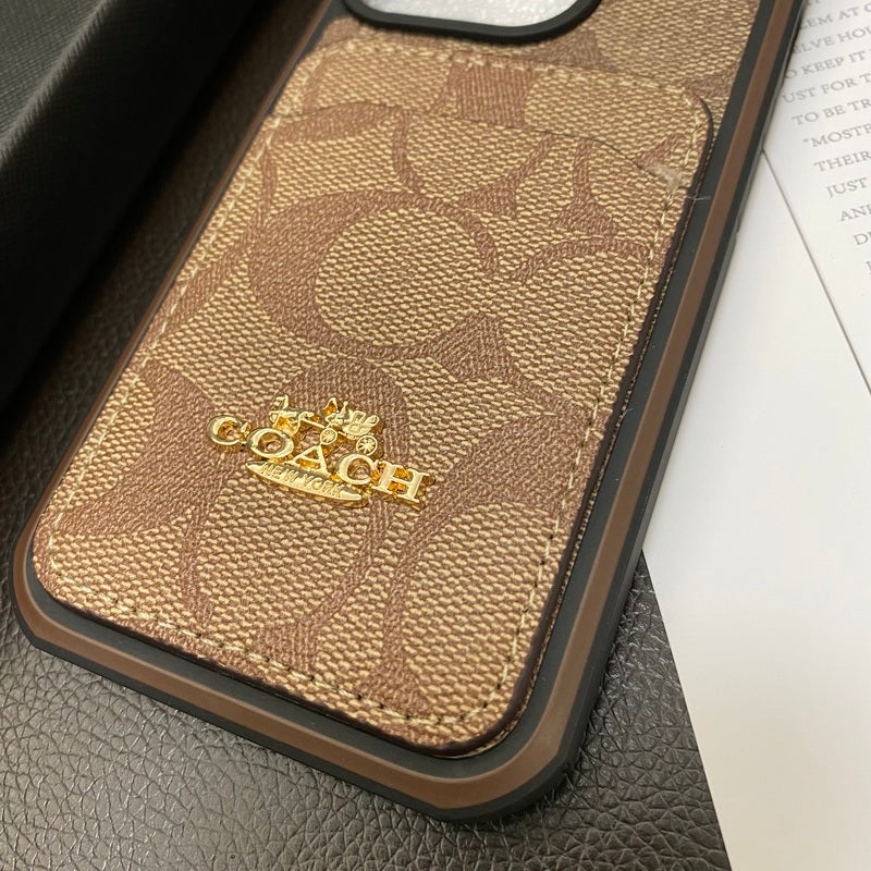 Coach iPhone Case With Card Holder Coffee -KB241416