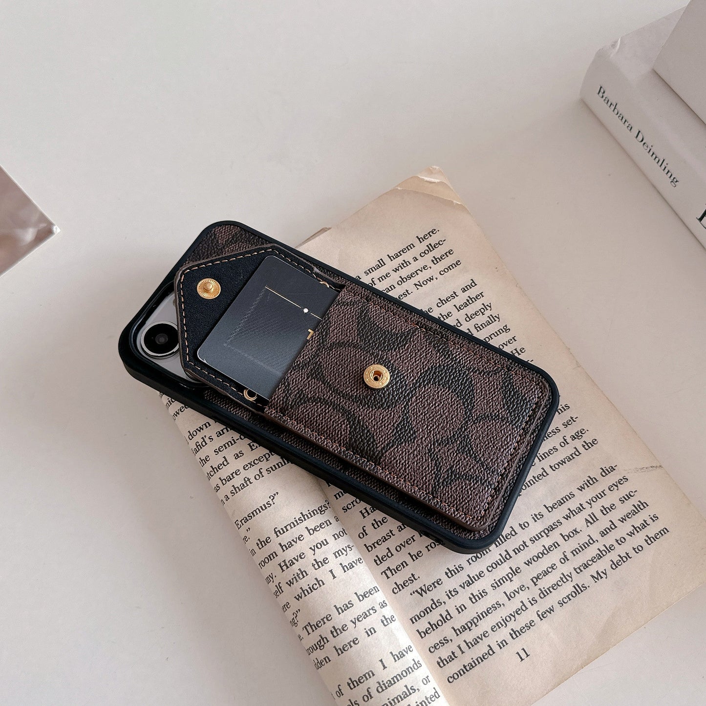 Coach iPhone Case With Card Holder And Strap Dark Brown -SJ240513