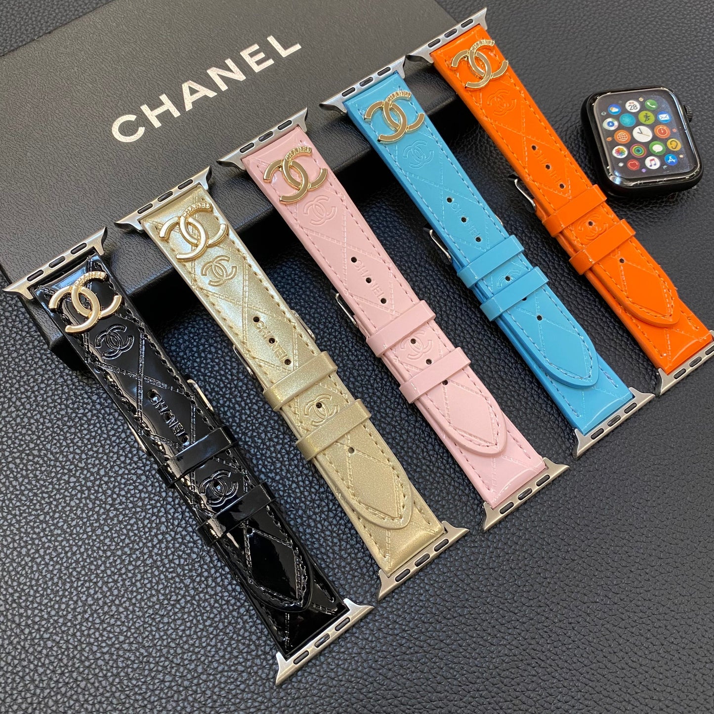 Leather CC Apple Watch Band Pink-DLG240509