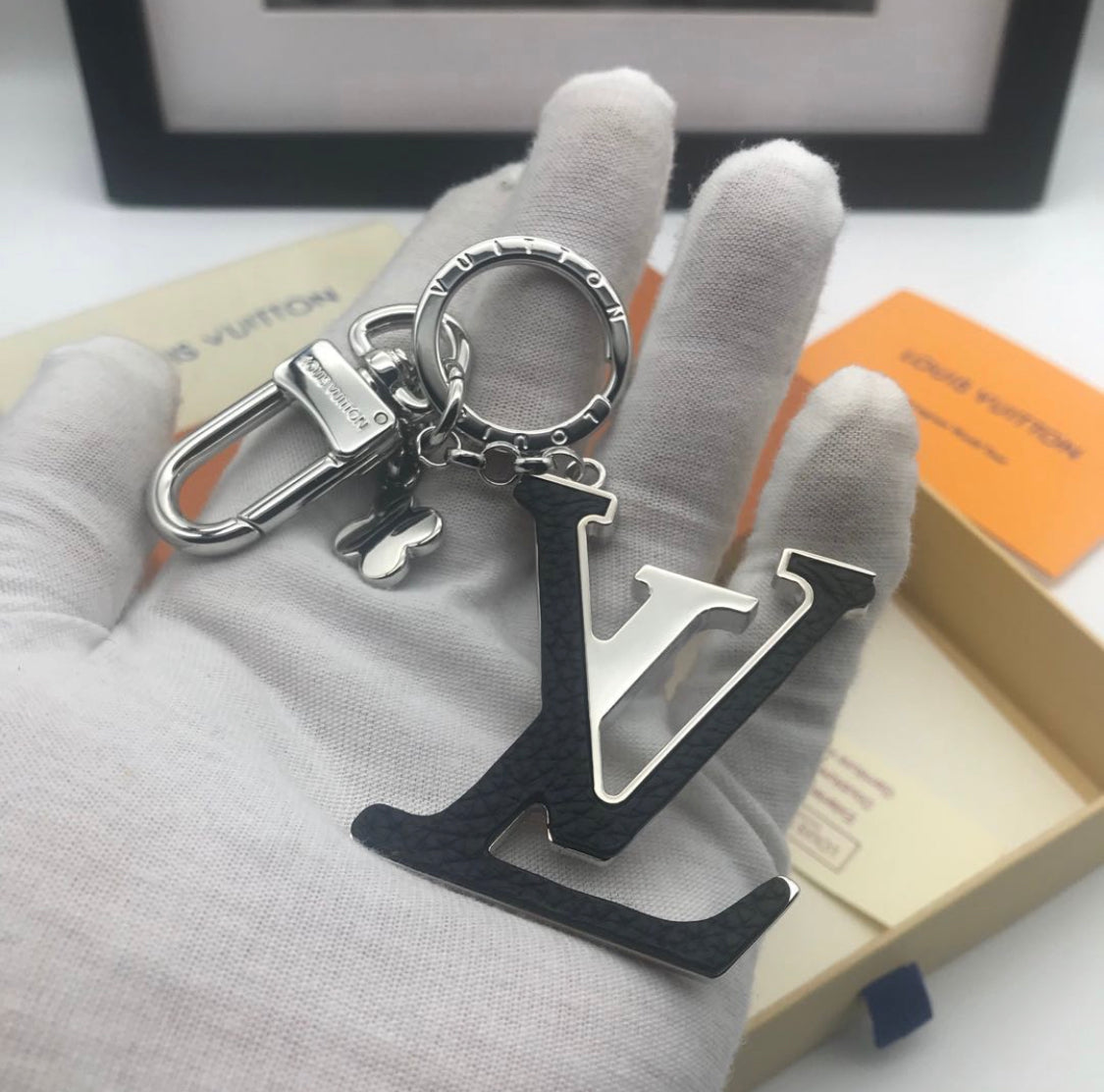 Leather Monogram Keychain