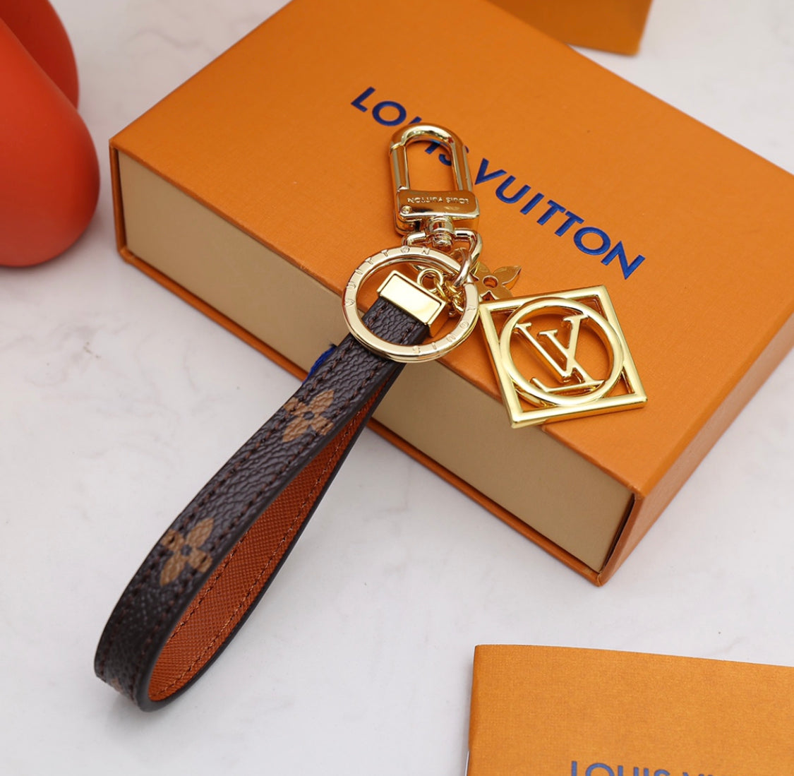 Leather Monogram Keychain